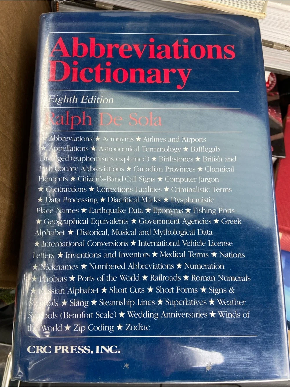 Vintage 90s 1990s Abbreviations Dictionary REFERENCE book red white and blue hc